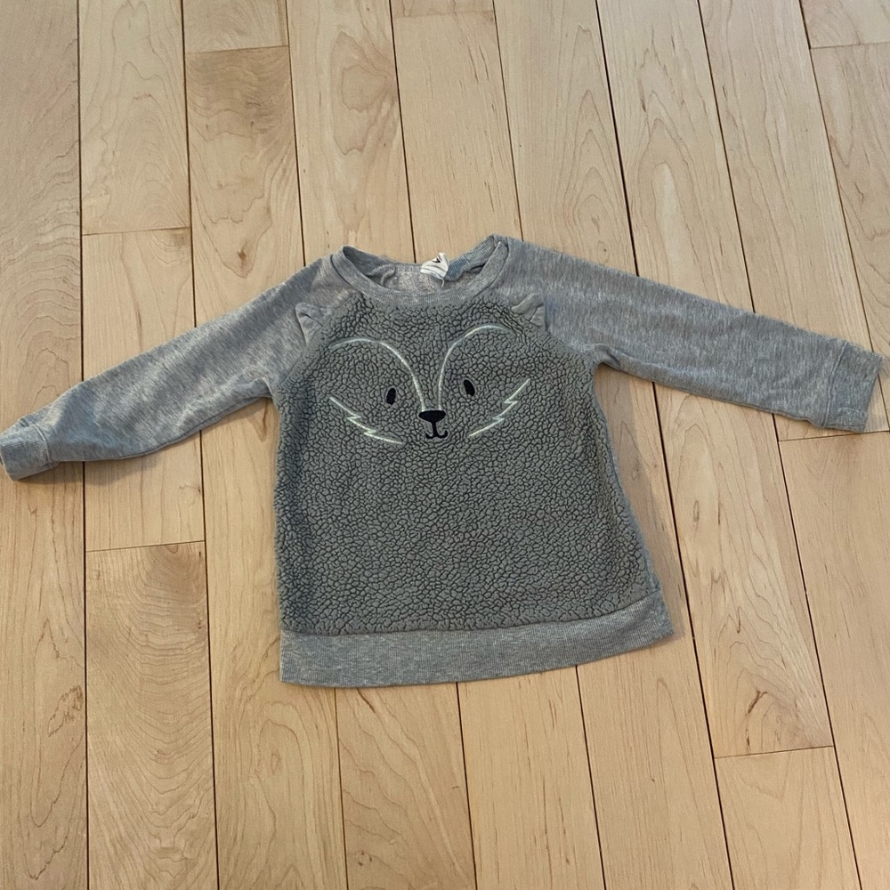 Baby Gap Gray Fuzzy Wolf Sweatshirt Size 3